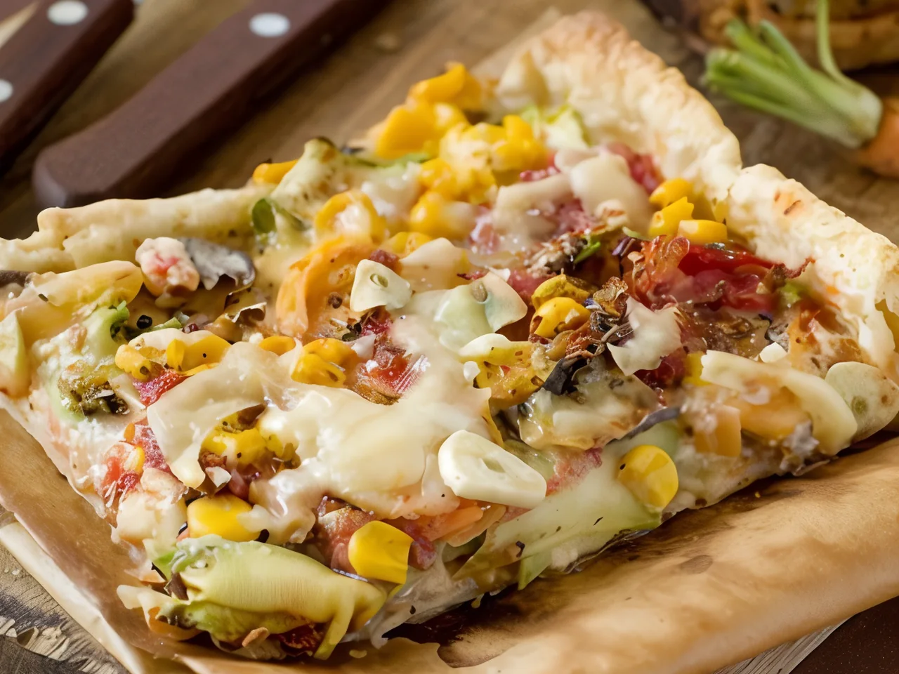Пицца с индейкой, кукурузой и фасолью