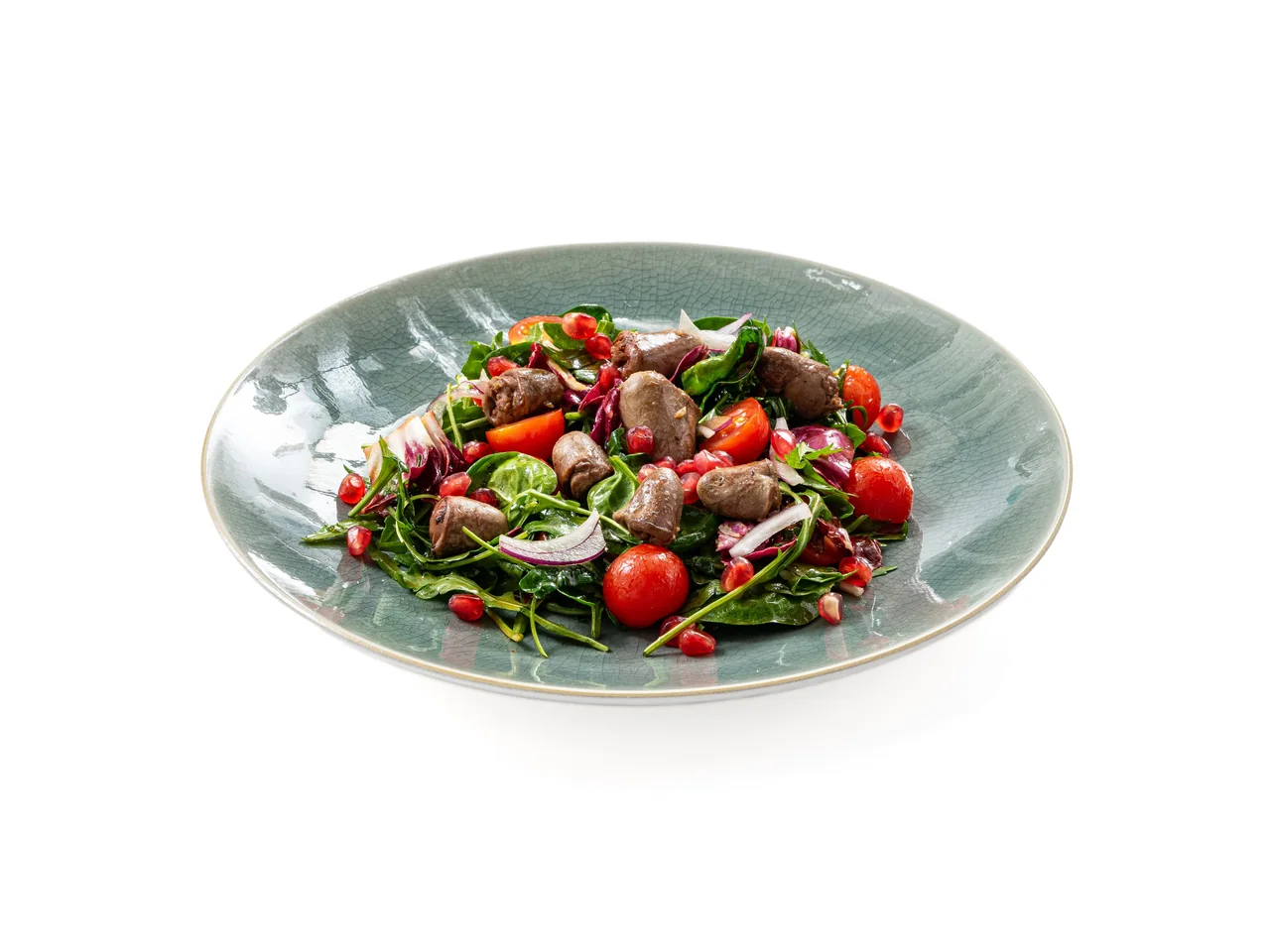 Салат с куриными сердечками