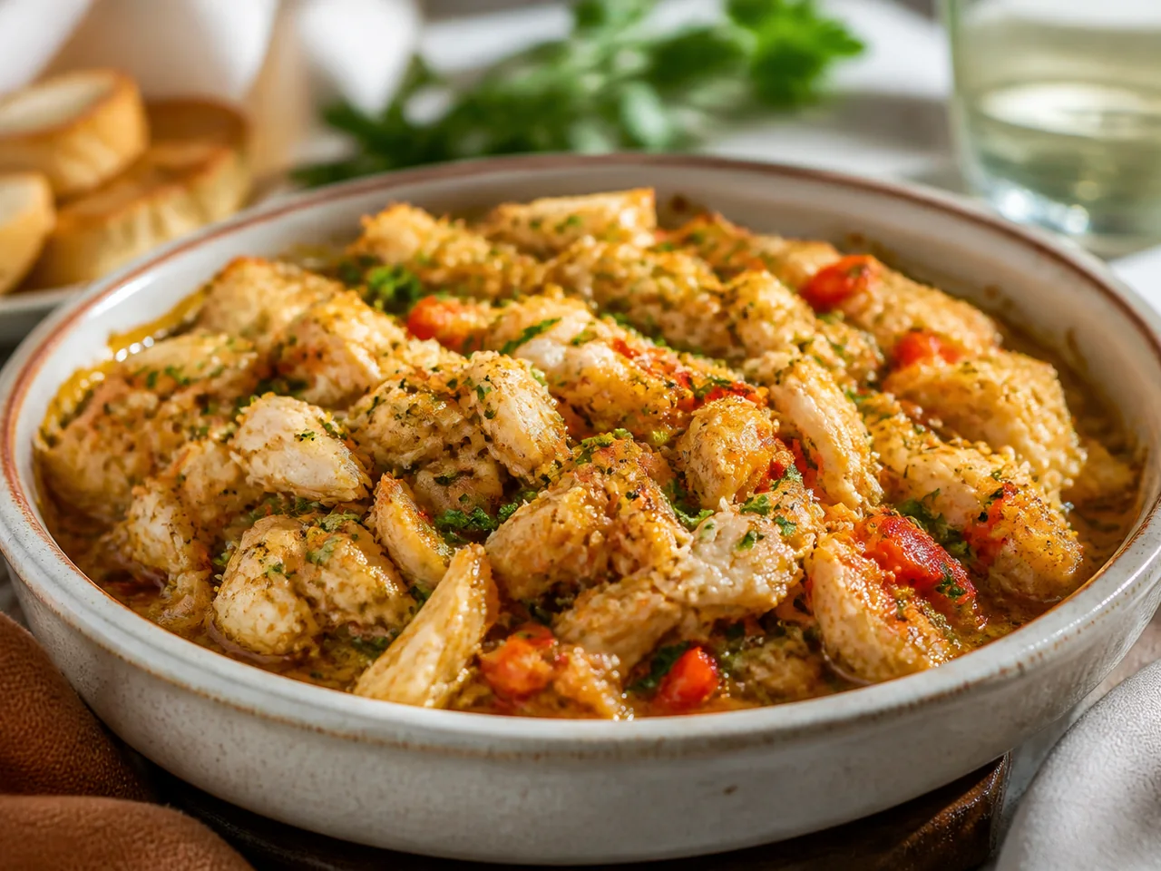 Теплая закуска из крабового мяса по-креольски