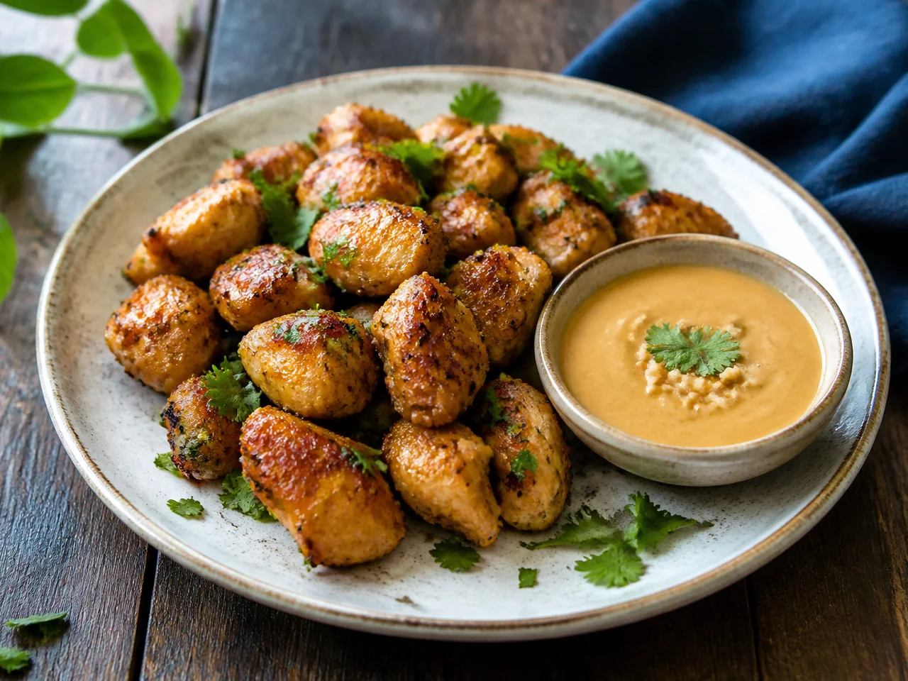 Закуска из курицы, кинзы и арахисовой пасты