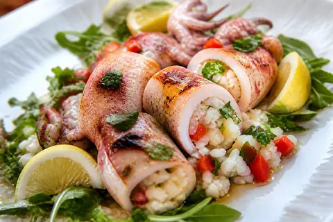 Закуска из кальмаров с рисом