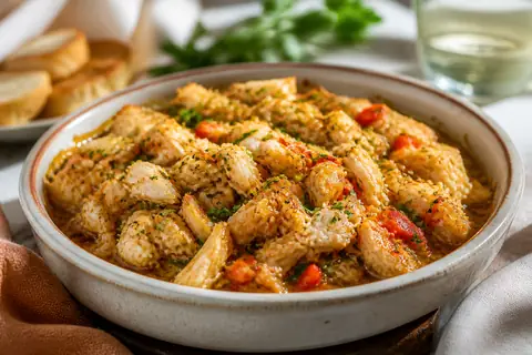 Теплая закуска из крабового мяса по-креольски