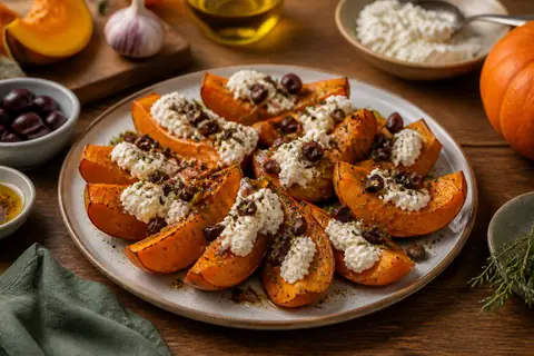 Тыквенная закуска с рикоттой и маслинами