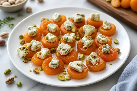 Закуска из кураги, голубого сыра и фисташек