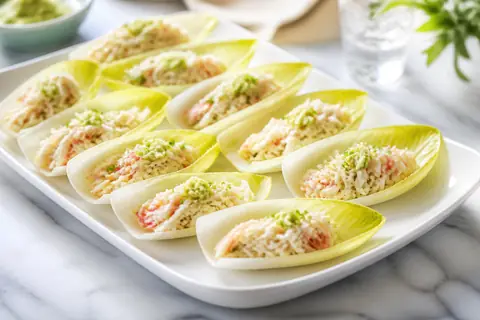 Закуска из эндивия с крабовым мясом и васаби