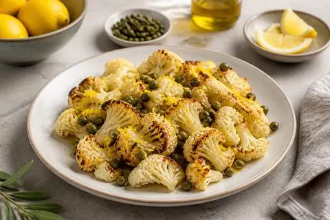 Закуска из цветной капусты с лимонной цедрой и каперсами