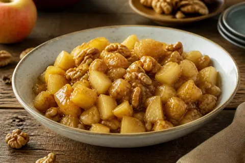 Медово-яблочный десерт с грецкими орехами