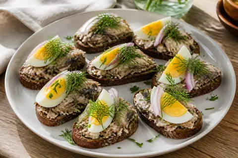 Закуска из консервированной рыбы и яиц