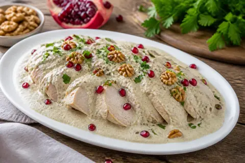 Холодная закуска из курицы в ореховом соусе