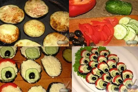 Закуска из баклажанов, огурца и сладкого перца